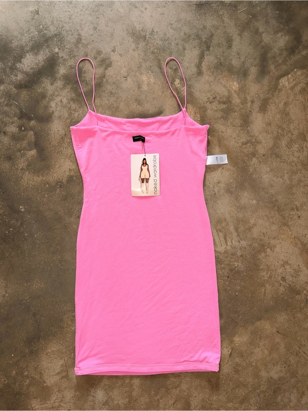 Naked Wardrobe Size L Pink Bodycon Mini Dress Spaghetti Strap Stretch - Picture 12 of 12